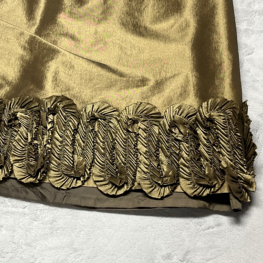 Nicolette Womens Skirt Suit 14W Gold Shimmer Ruffle Hem 2 Piece Set - Picture 10 of 16